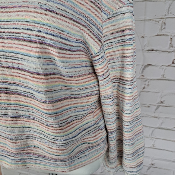 Madewell Bubble Sleeves Crop Sweater In Rainbow Stripes - Picture 6 of 12